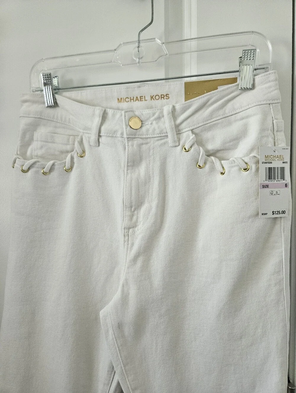 NWT $125 Michael Kors White Selma Flared Jeams Size 6 , 25